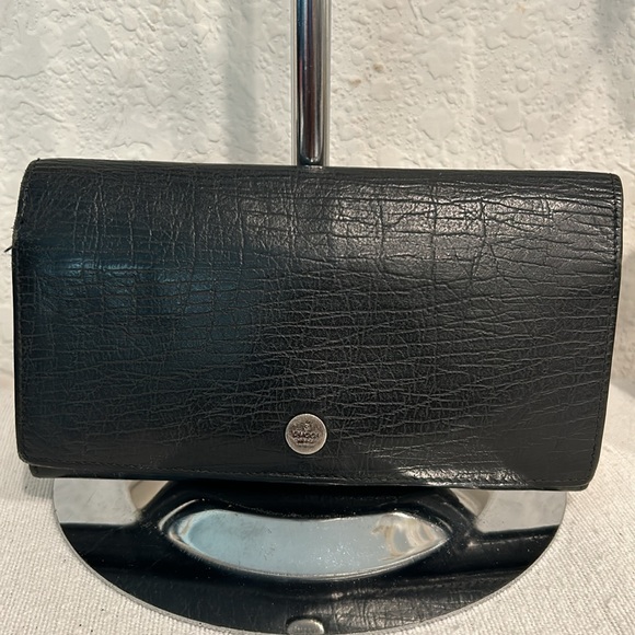 Gucci Black Long Leather wallet Authentic with chain - Picture 4 of 13